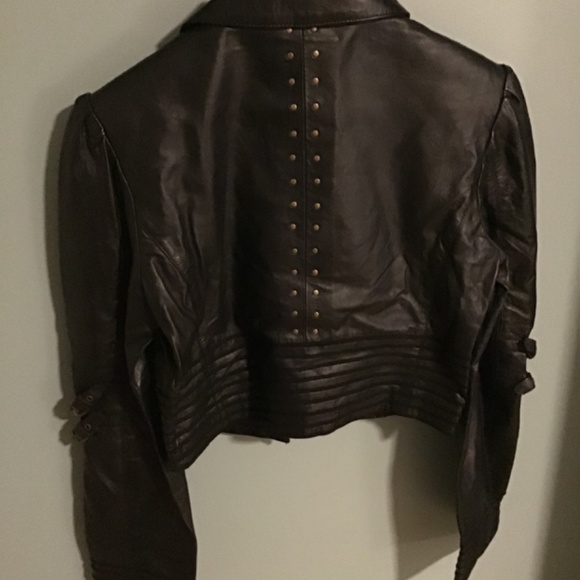 Genuine Leather Moto Cropped Jacket - Picture 2 of 4